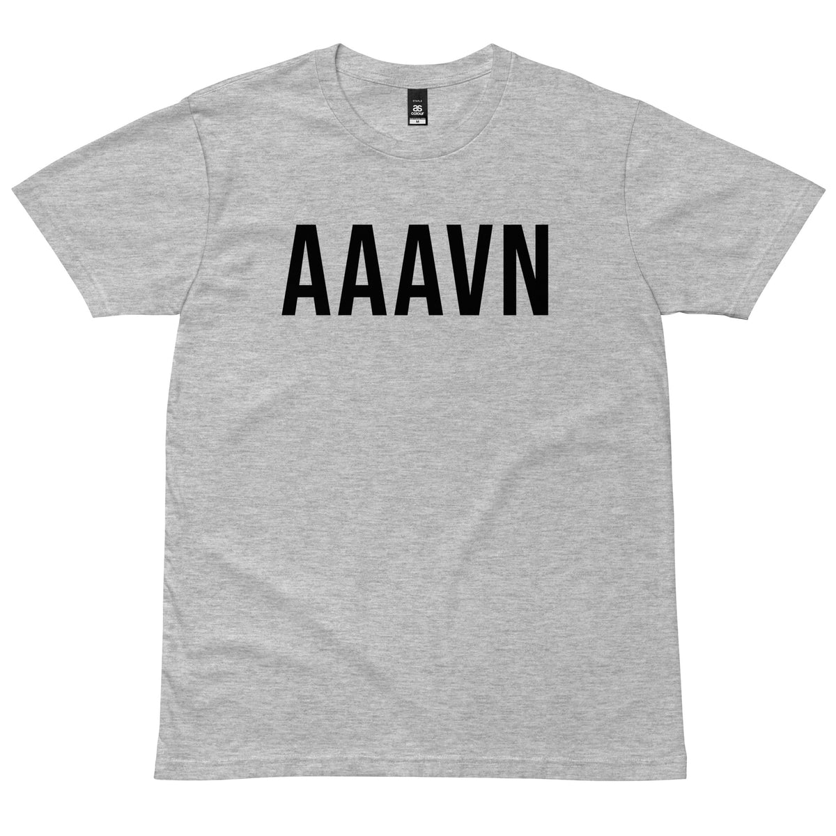 Athletic Heather AAAvn T-Shirt with black lettering, front view