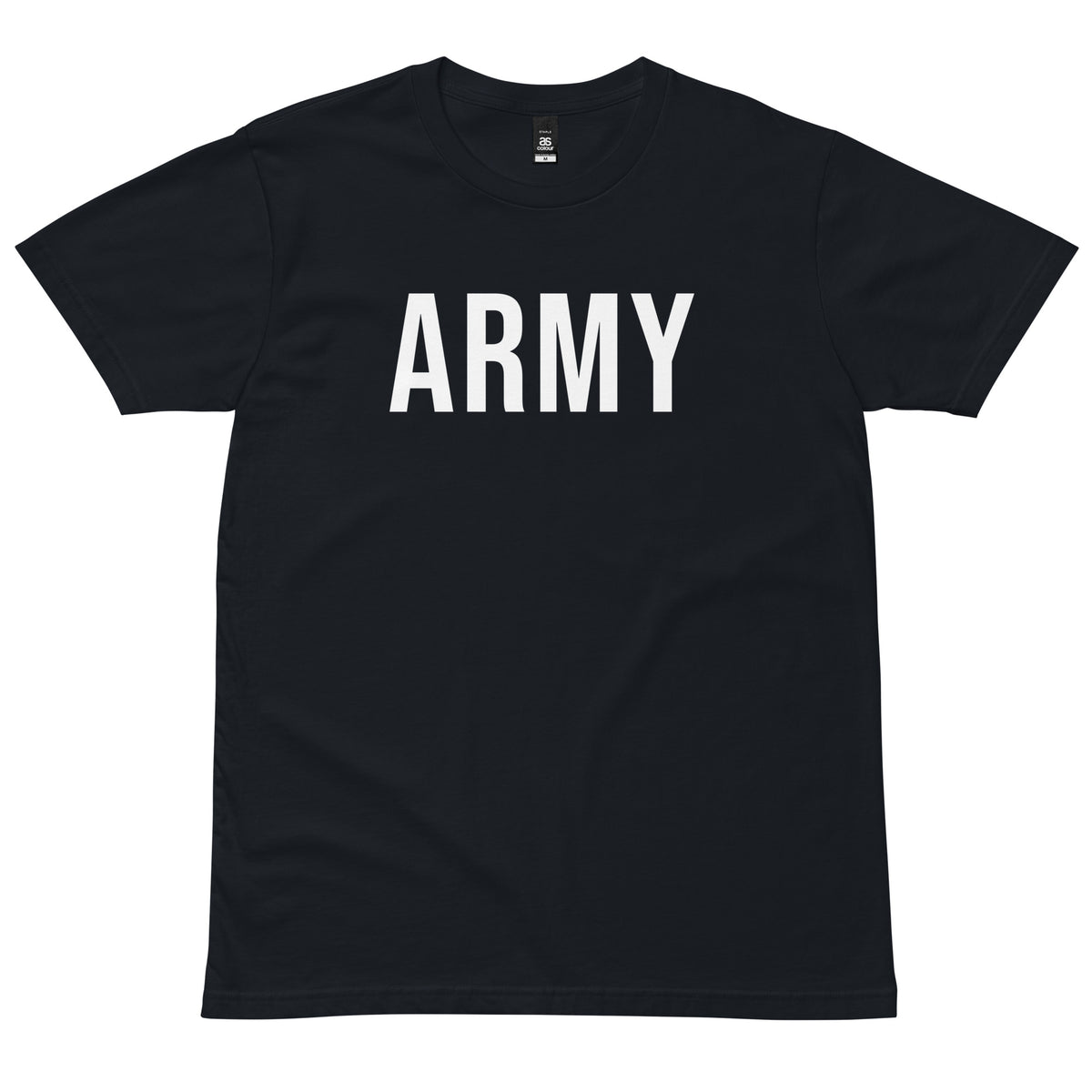 Navy ARMY T-Shirt with white lettering, front view