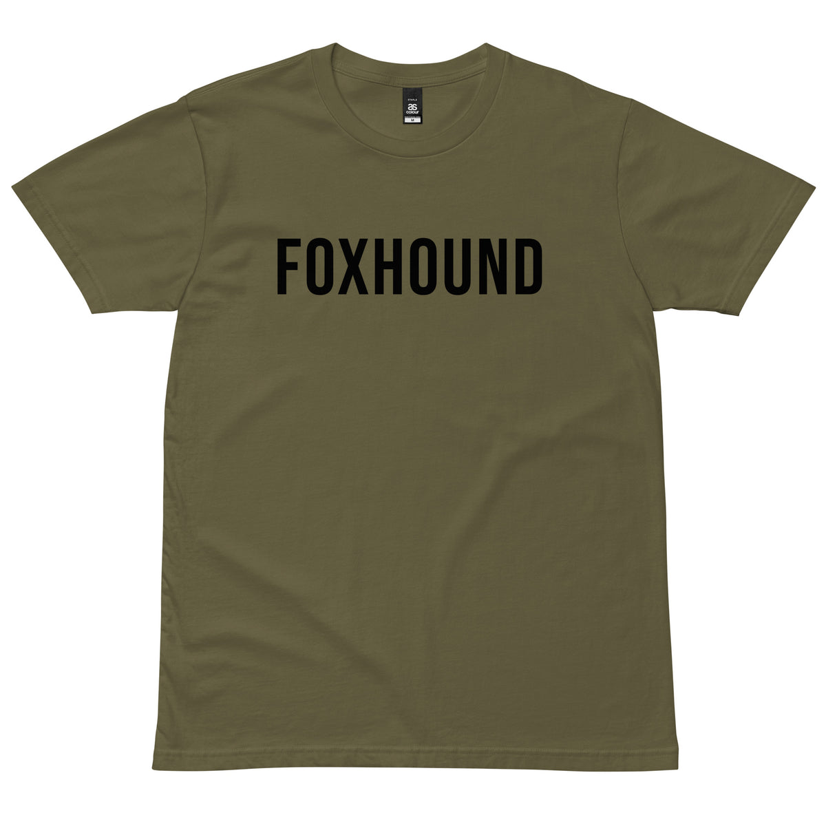 Army Green FOXHOUND T-Shirt with black lettering, front view