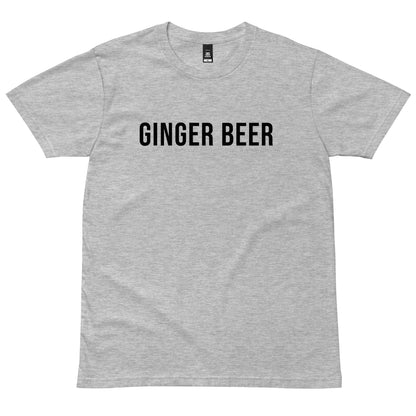 Athletic Heather GINGER BEER T-Shirt with black lettering, front view