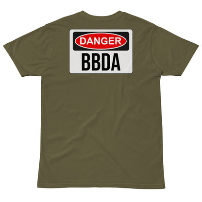No Duff DANGER BBDA T-Shirt in Army Green – back with large DANGER BBDA print