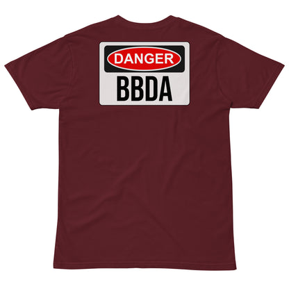 No Duff DANGER BBDA T-Shirt in Burgundy – back with large DANGER BBDA print