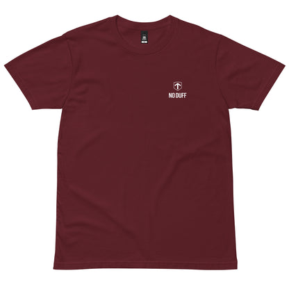 No Duff DANGER BBDA T-Shirt in Burgundy – front with small No Duff print