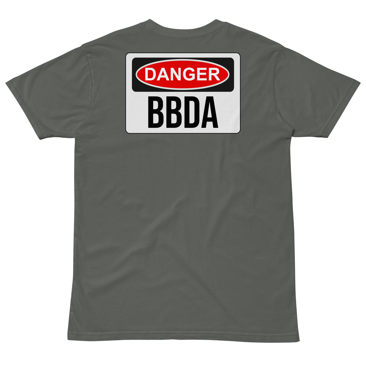No Duff DANGER BBDA T-Shirt in Charcoal – back with large DANGER BBDA print
