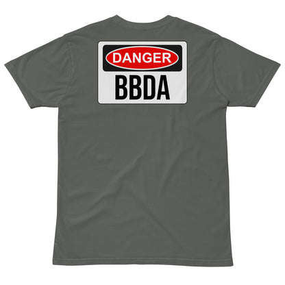 No Duff DANGER BBDA T-Shirt in Charcoal – back with large DANGER BBDA print