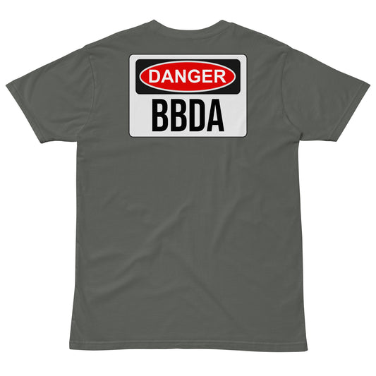 No Duff DANGER BBDA T-Shirt in Charcoal – back with large DANGER BBDA print