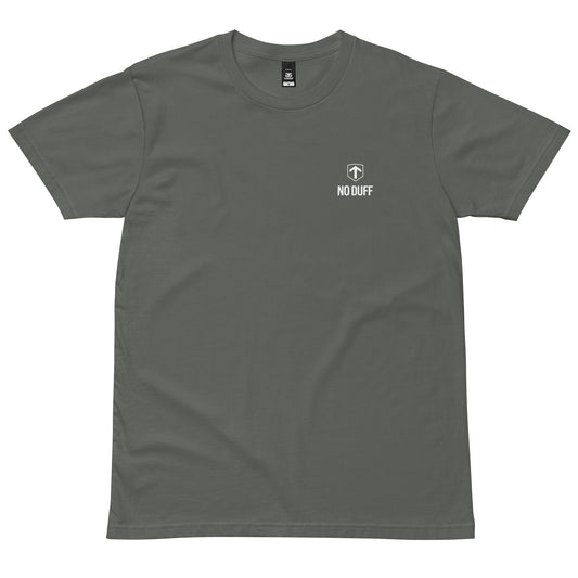 No Duff DANGER BBDA T-Shirt in Charcoal – front with small No Duff print