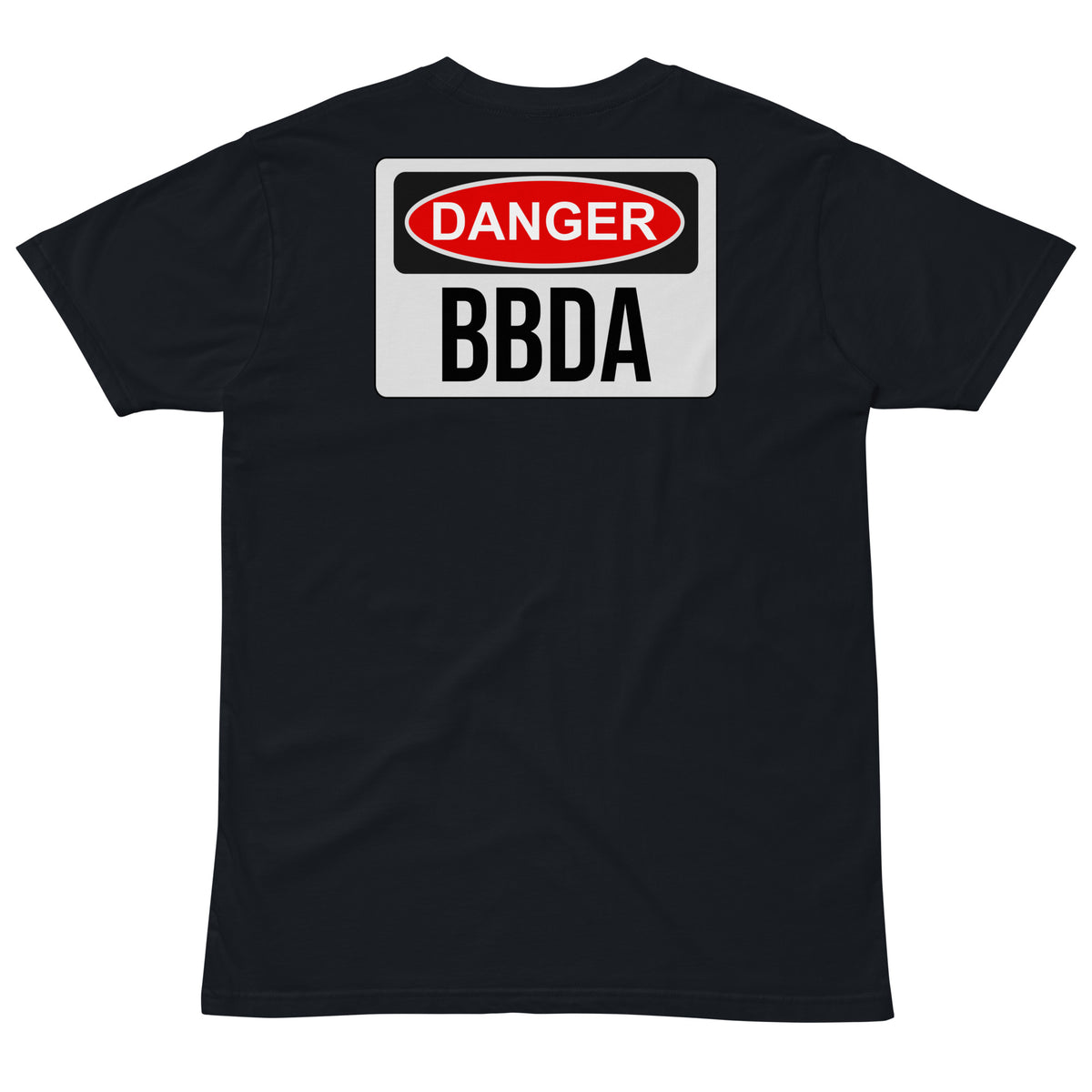 No Duff DANGER BBDA T-Shirt in Navy – back with large DANGER BBDA print