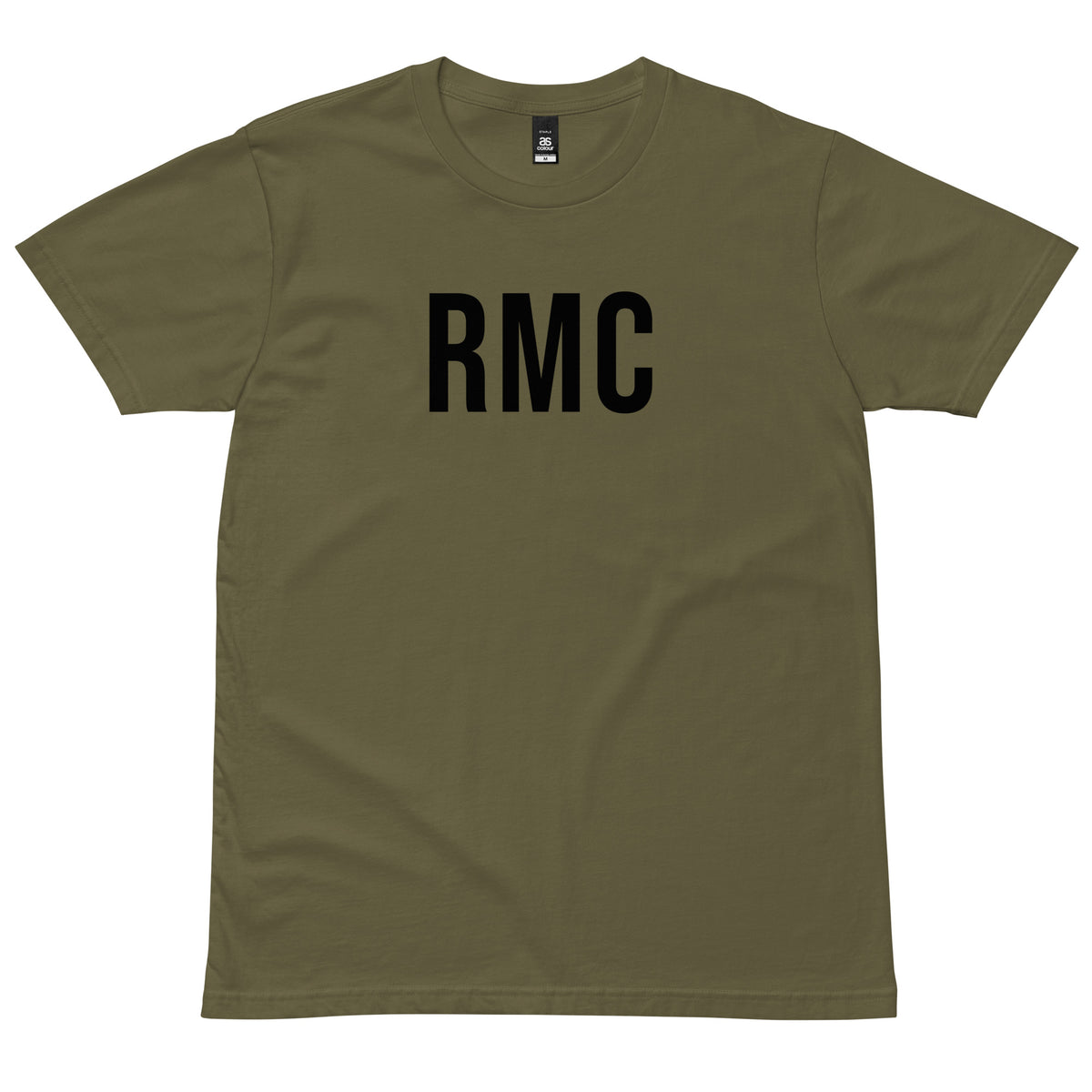 Army Green RMC T-Shirt with black lettering, front view